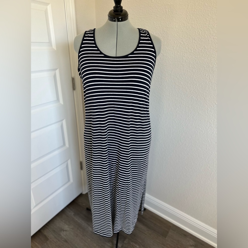 J. Jill striped tank dress. Navy and white striped. Loose fit.
